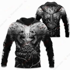 Harley-Davidson Dual Skull Hoodie, Embrace Rebellion with Dark Aesthetics