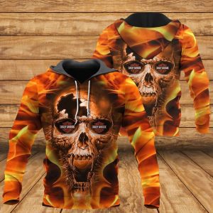 Harley Davidson Fiery Broken Skull Hoodie Dramatic Flaming Skull Harley Davidson Graphic Design 1 hoodie