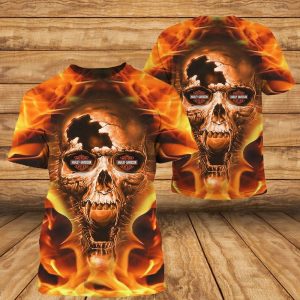 Harley Davidson Fiery Broken Skull Hoodie Dramatic Flaming Skull Harley Davidson Graphic Design 2 tshirt