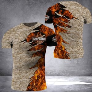 Harley Davidson Flame Burst Camo Hoodie Dynamic Flame Military Harley Davidson Apparel 2 tshirt