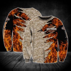 Harley Davidson Flame Burst Camo Hoodie Dynamic Flame Military Harley Davidson Apparel 3 long sleeve