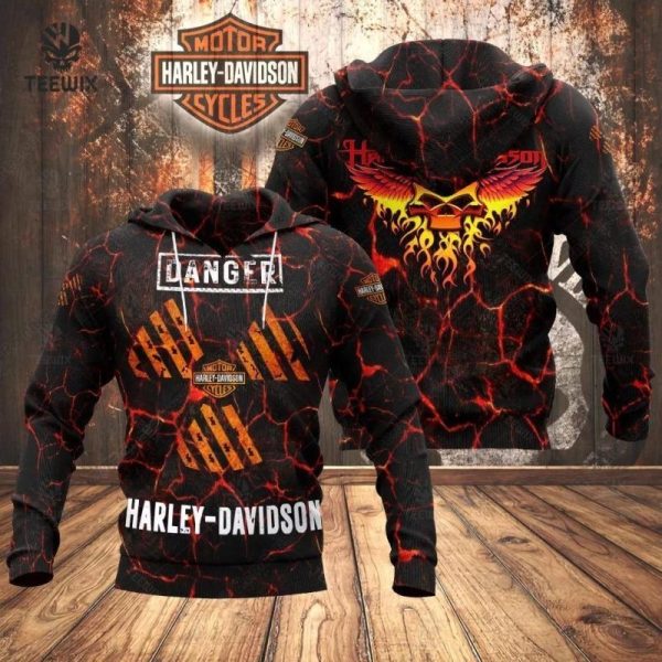 Harley-Davidson Flames And Wings Hoodie, Harley-Davidson Danger Harley-Davidson Danger 3D All Over Print