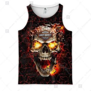 Harley Davidson Glowing Eyes Skull Hoodie Fiery Skull Harley Davidson Rider Apparel 4 tank top