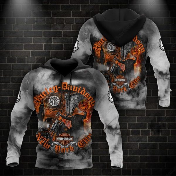 Harley-Davidson Headless Horseman New York City Hoodie, Bold Black and Gray Harley-Davidson Urban Adventure Hoodie