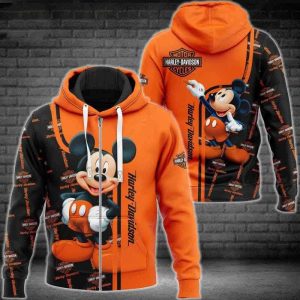 Harley-Davidson Mickey Mouse Pullover, Nostalgic Disney Motorcycle Lifestyle Hoodie