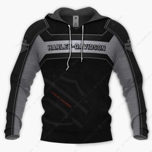 Harley Davidson Minimalist Hoodie, Modern Black and Silver Logo Harley Davidson Motorcycle Hoodie