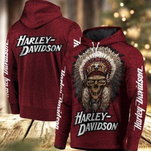 Harley-Davidson Native American Skull Hoodie, Cultural Fusion and Harley-Davidson Logo Merch