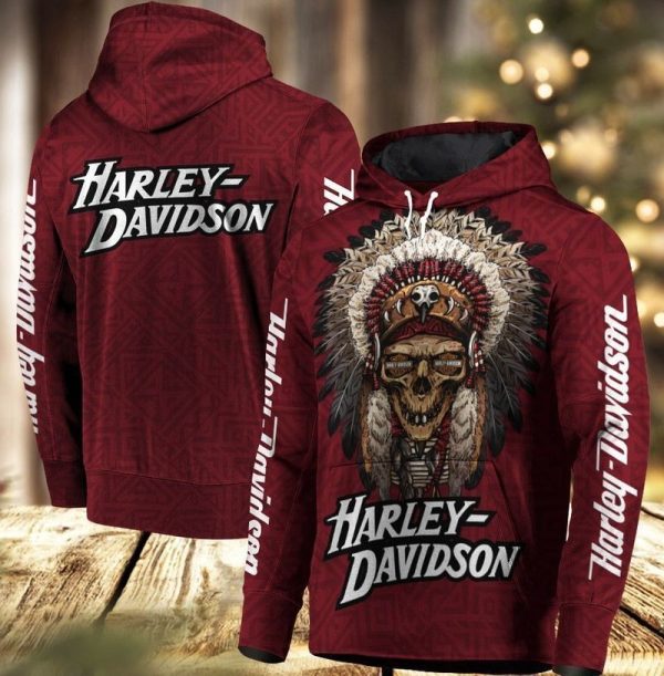 Harley-Davidson Native American Skull Hoodie, Cultural Fusion and Harley-Davidson Logo Merch