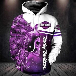 Harley-Davidson Native Skull Merch, Native-Inspired Skull Vibrant Purple Gradient Hoodie