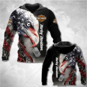 Harley-Davidson Patriotic Eagle Hoodie, Majestic Eagle Graphic with American Flag Hoodie