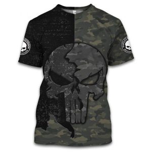 Harley Davidson Punisher Skull Camo Hoodie, Black Camo Military Harley Davidson Punisher Graphic Apparel