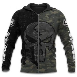 Harley Davidson Punisher Skull Camo Hoodie Black Camo Military Harley Davidson Punisher Graphic Apparel 3 zip hoodie