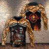 Harley-Davidson Skeleton And Winged Skull Merch, Rugged Camouflage with Skeleton Graphic and Flames Design 3D Hoodie All Over Print