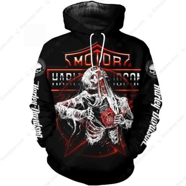 Harley-Davidson Skeleton Revealing Heart Graphic Hoodie, Harley-Davidson Life & Death Hoodie