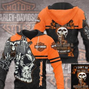 Harley-Davidson Skull And Motorcycle Hoodie, Satan Has A Restraining Order Against Me Harley-Davidson 3d All Over Print