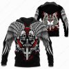 Harley-Davidson Skull Wings And Sword Hoodie, Vibrant Red & Black Accent Harley Davidson Modern Skull Hoodie