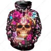 Harley-Davidson Sugar Skull Graphic Hoodie, Women’s Bold Harley-Davidson Floral Skull Graphic Pullover Hoodie