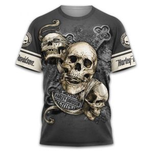 Harley Davidson Three Wise Skulls Dark Faith Hoodie, Gothic Christian Harley Davidson Motorcycle Apparel