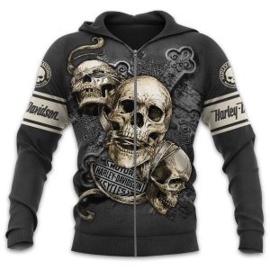 Harley Davidson Three Wise Skulls Dark Faith Hoodiej Gothic Christian Harley Davidson Motorcycle Apparel 3 zip hoodie