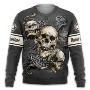 Harley Davidson Three Wise Skulls Dark Faith Hoodiej Gothic Christian Harley Davidson Motorcycle Apparel 4 long sleeve