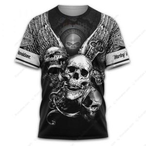 Harley Davidson Three Wise Skulls Hoodie H D See No Evil Gothic Rebellion Apparel 2 tshirt