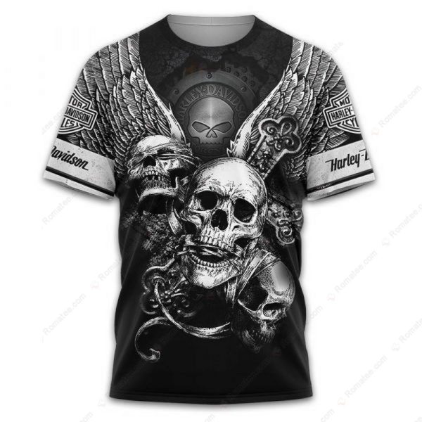 Harley Davidson Three Wise Skulls Hoodie, H-D See No Evil Gothic Rebellion Apparel