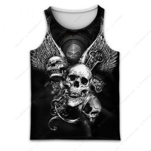 Harley Davidson Three Wise Skulls Hoodie H D See No Evil Gothic Rebellion Apparel 5 tank top