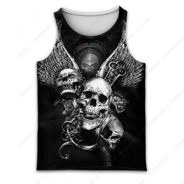 Harley Davidson Three Wise Skulls Hoodie, H-D See No Evil Gothic Rebellion Apparel