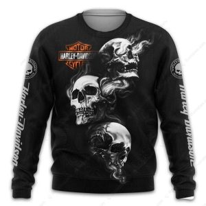 Harley Davidson Three Wise Skulls Hoodie See Hear Speak No Evil Harley Davidson Hoodie 3 long sleeve