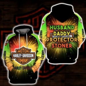 Harley-Davidson Vibrant Burst Hoodie, Harley-Davidson Husband Daddy Protector And Stoner Merch