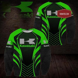 Kawasaki High Tech Hexagon Hoodie Sleek Green and Black Motorcycle Apparel 2 long sleeve