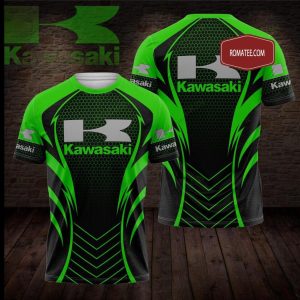 Kawasaki High Tech Hexagon Hoodie Sleek Green and Black Motorcycle Apparel 3 tshirt2