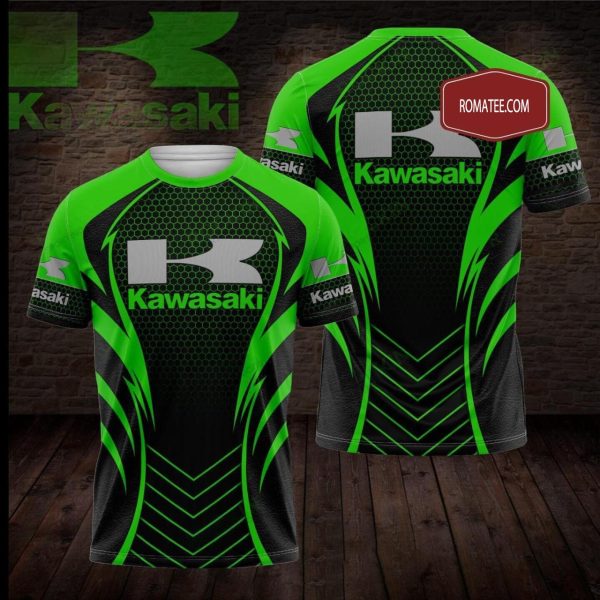 Kawasaki High-Tech Hexagon Hoodie, Sleek Green and Black Kawasaki Motorcycle Apparel