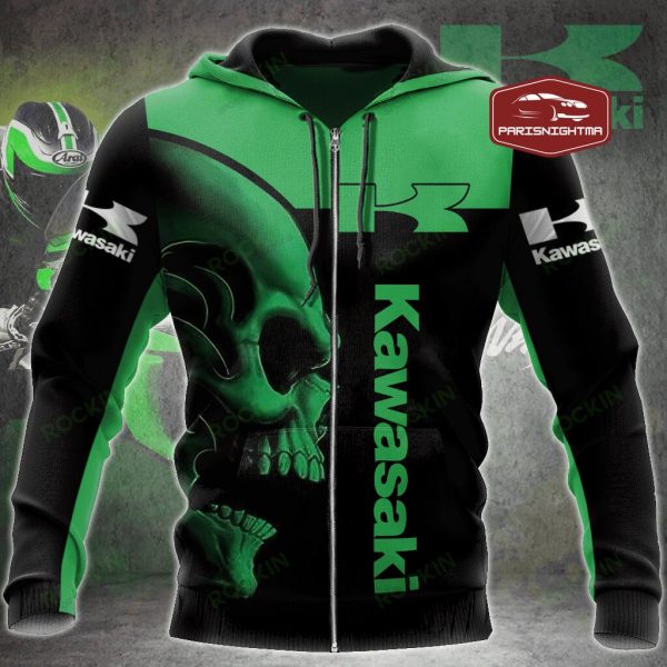 Kawasaki Monster Energy Grim Reaper T-Shirt, Edgy Biker Kawasaki Skull Tee