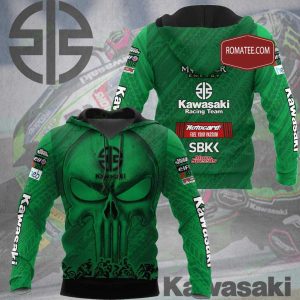 Kawasaki Monster Energy Racing Team Skull Hoodie, Green Punisher Skull Kawasaki Motorsport Edition