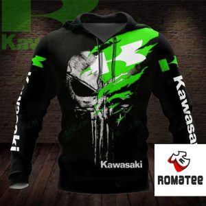 Kawasaki Speed Demon Hoodie, Punisher Skull Kawasaki Racing Team Edition