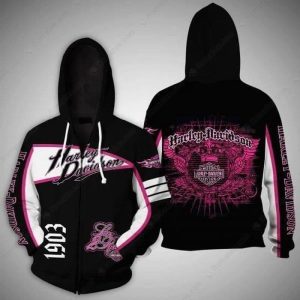 Pink Harley-Davidson 1903 Merch, Modern Harley-Davidson Hoodie with Bold Accents