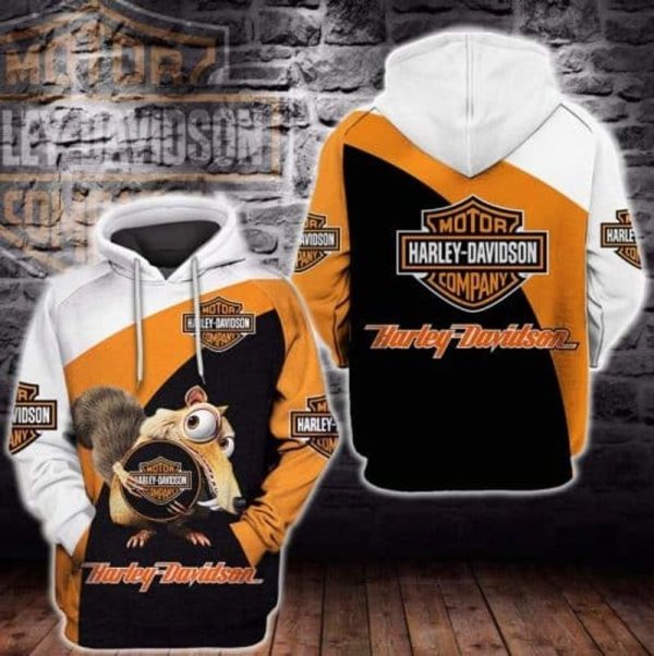 Scrat Hug Logo Harley-Davidson Merch,  Cartoon Character Design with Bold Colors Hoodie