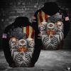 Skeleton Trio Calls for Silence Harley-Davidson Merch, Gritty American Flag Graphic Design Hoodie