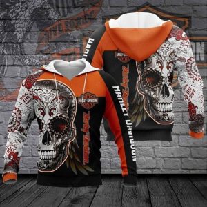 Sugar Skull And Wings Harley-Davidson Hoodie, Day of the Dead Harley-Davidson Hoodie