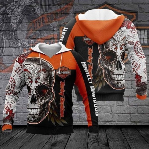 Sugar Skull And Wings Harley-Davidson Hoodie, Day of the Dead Harley-Davidson Hoodie