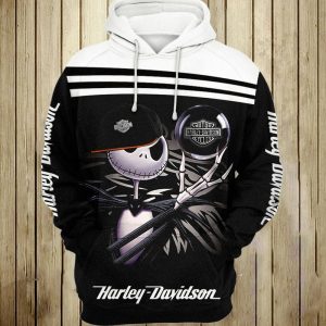 Whimsical Jack Skellington Harley-Davidson Hoodie, Fun and Rebellious Harley-Davidson Hoodie