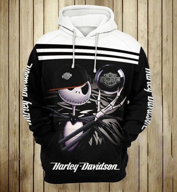 Whimsical Jack Skellington Harley-Davidson Hoodie, Fun and Rebellious Harley-Davidson Hoodie