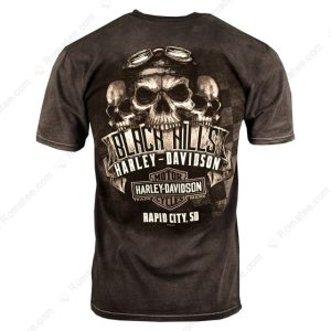 Black Hills Harley-Davidson Merch, Harley-Davidson Skull Cap Black Mineral Wash T-Shirt