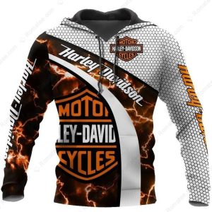 Black and Orange Lightning Bolts  Harley-Davidson 3D All Over Print Hoodie