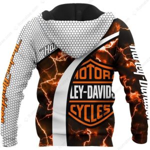 Black and Orange Lightning Bolts  Harley-Davidson 3D All Over Print Hoodie