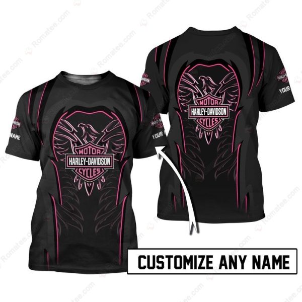 Custom Pink Harley-Davidson Eagle 3D T-Shirt All Over Print