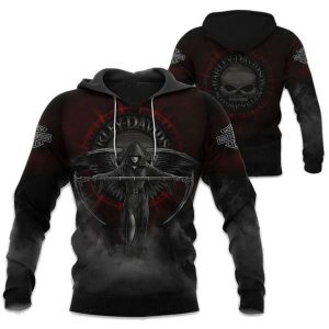 Dark Angel Harley-Davidson Hoodie, Grim Reaper Graphic Hoodie with Harley-Davidson Logo