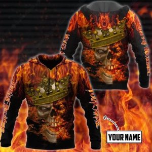 Flaming Skull King Harley-Davidson Hoodie, Bold Black and Orange Harley-Davidson Design