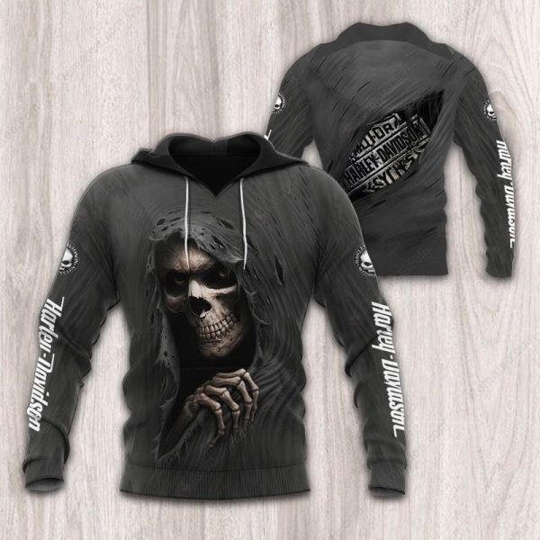 Grim Reaper Harley-Davidson 3D Vintage All Over Print Hoodie